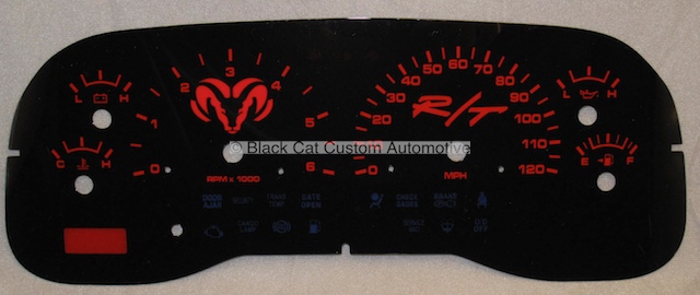 Black Cat Custom Automotive Dodge Dakota Durango In Stock Gauge 1998 1999 Dodge Dakota High Gloss Black And Red Custom Gauge Face Manual Mph Special Price 99 00 1 Available